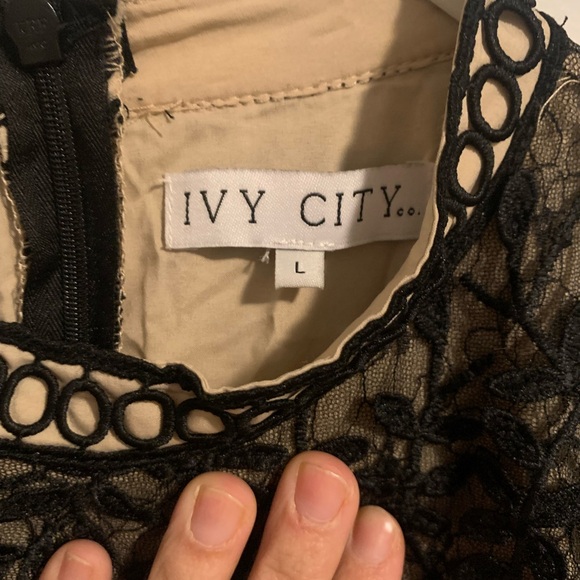 Ivy City Co Black Lace Overlay Dress - Picture 2 of 3